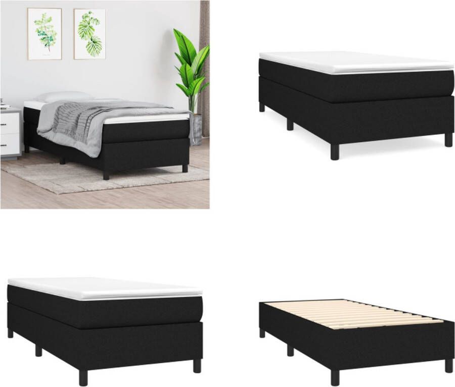 VidaXL Boxspringframe stof zwart 90x190 cm Boxspringframe Boxspringframes Bed Ledikant