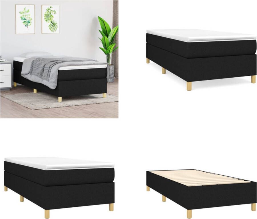 VidaXL Bedframe zonder matras 90x200 cm stof zwart Bedframe Bedframes Slaapmeubel Bedbodem - Foto 2