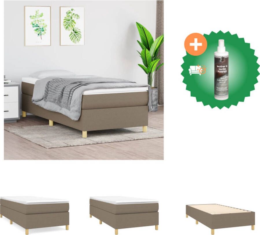 VidaXL Boxspringframe taupe 193 x 90 x 25 cm ademend en duurzaam stabiele poten multiplex lattenbodem Bed Inclusief Reiniger