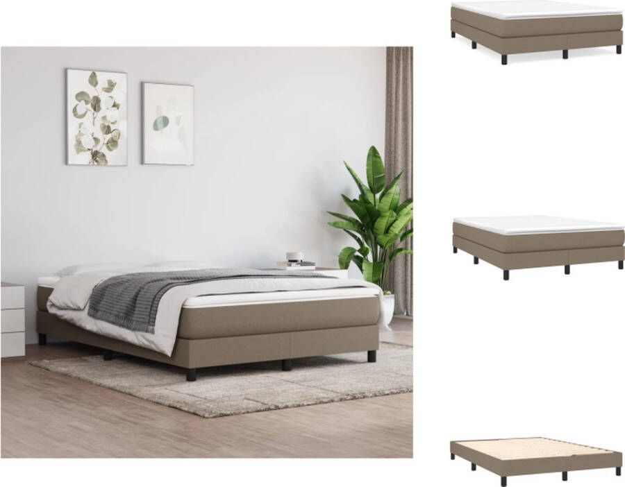 VidaXL Boxspringframe Duurzaam Kleur- Taupe Afmetingen- 193x140x35cm Geschikt voor 140x190cm matras Ademende stof Stevige poten Multiplex lattenbodem Bed - Foto 4