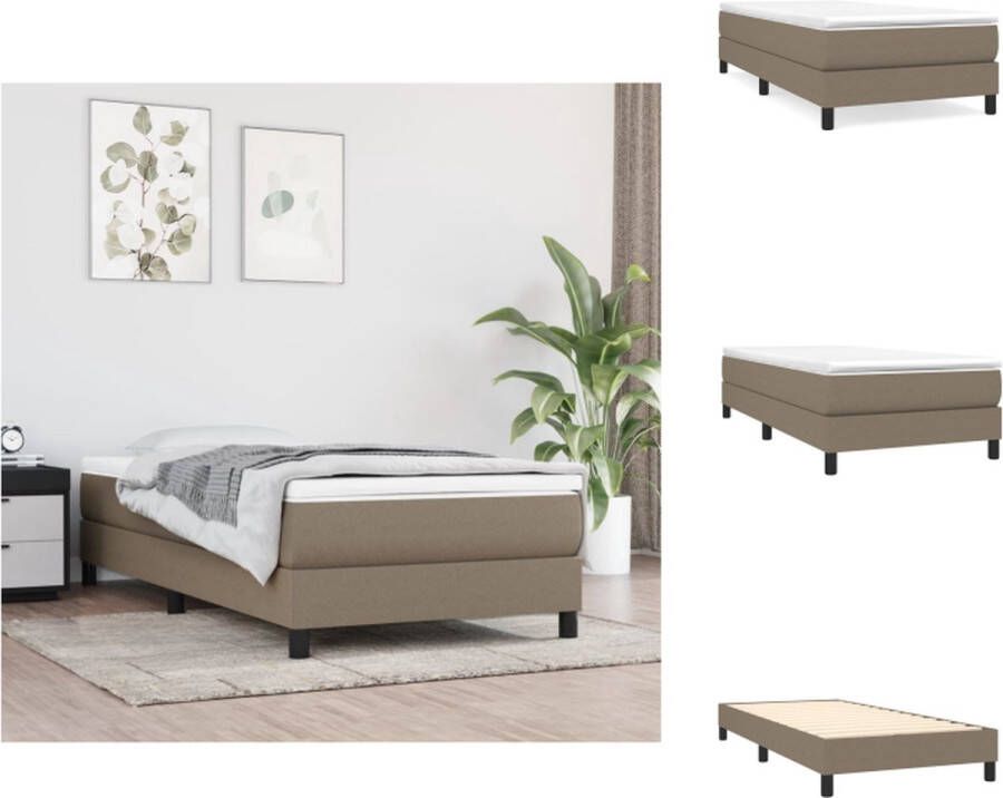 vidaXL Boxspringframe Taupe 193x90x25 cm Duurzame stof Ondersteunende poten Multiplex lattenbodem Bed