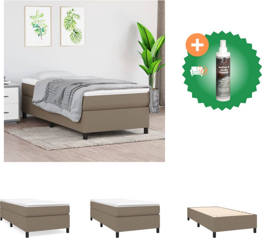 VidaXL Boxspringframe Duurzaam Bedframe Afmeting- 203 x 80 x 25 cm Kleur- Taupe Materiaal- Stof multiplex Bed Inclusief Reiniger - Foto 2
