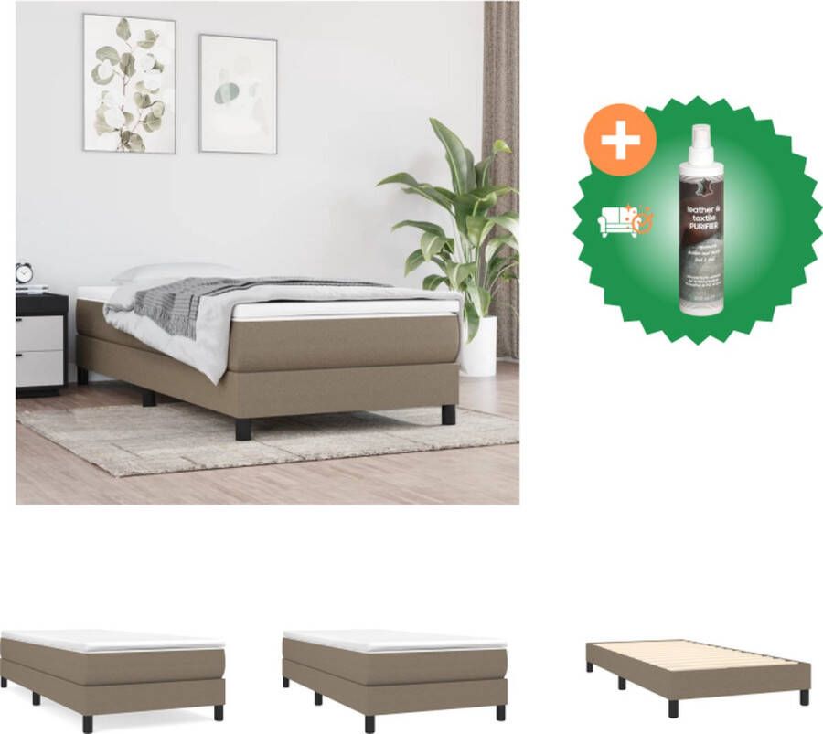 VidaXL Boxspringframe 90 x 200 cm Taupe stof Duurzaam materiaal Ondersteunende poten Multiplex lattenbodem Bed Inclusief Reiniger