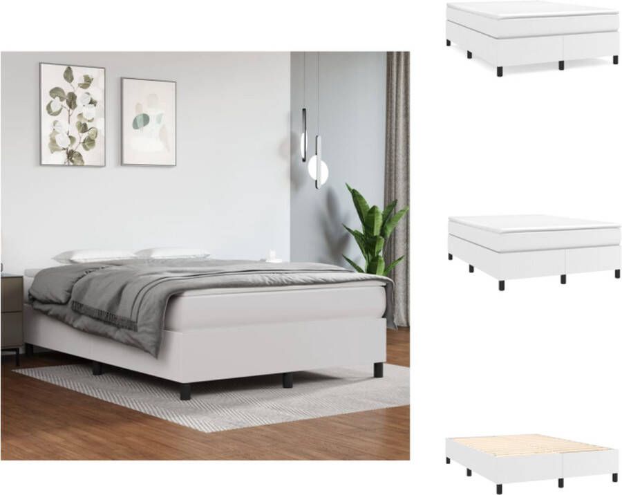 VidaXL Boxspringframe wit 193 x 140 x 25 cm Duurzaam kunstleer Multiplex lattenbodem Bed - Foto 2