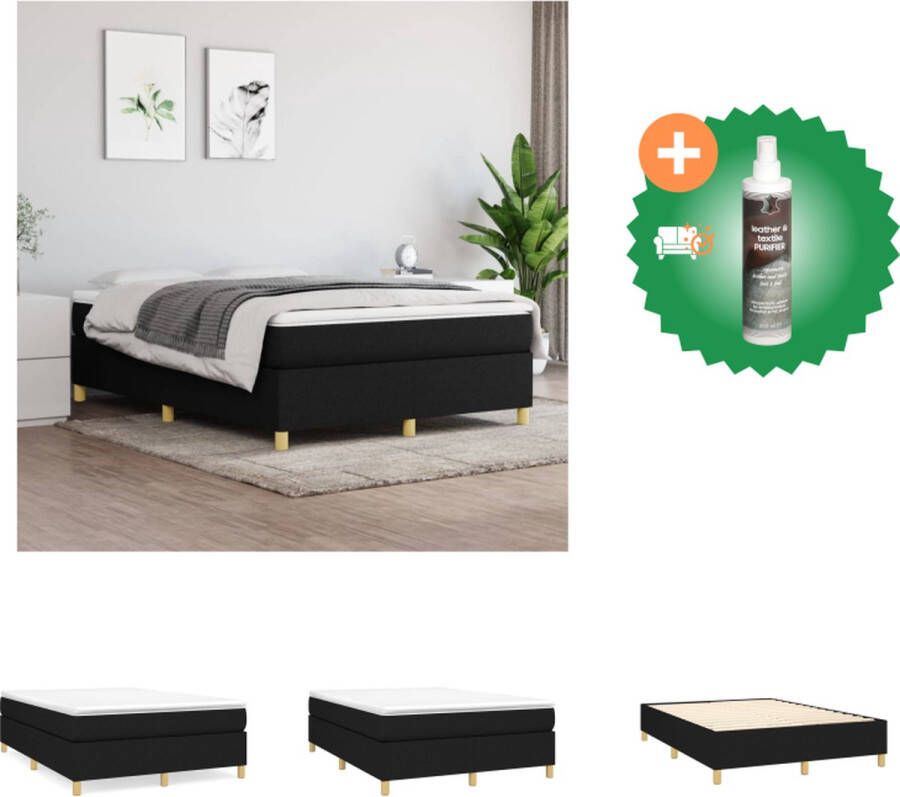 VidaXL Boxspringframe Zwart 193 x 140 x 25 cm Duurzaam materiaal Ondersteunende poten Multiplex lattenbodem Bed Inclusief Reiniger