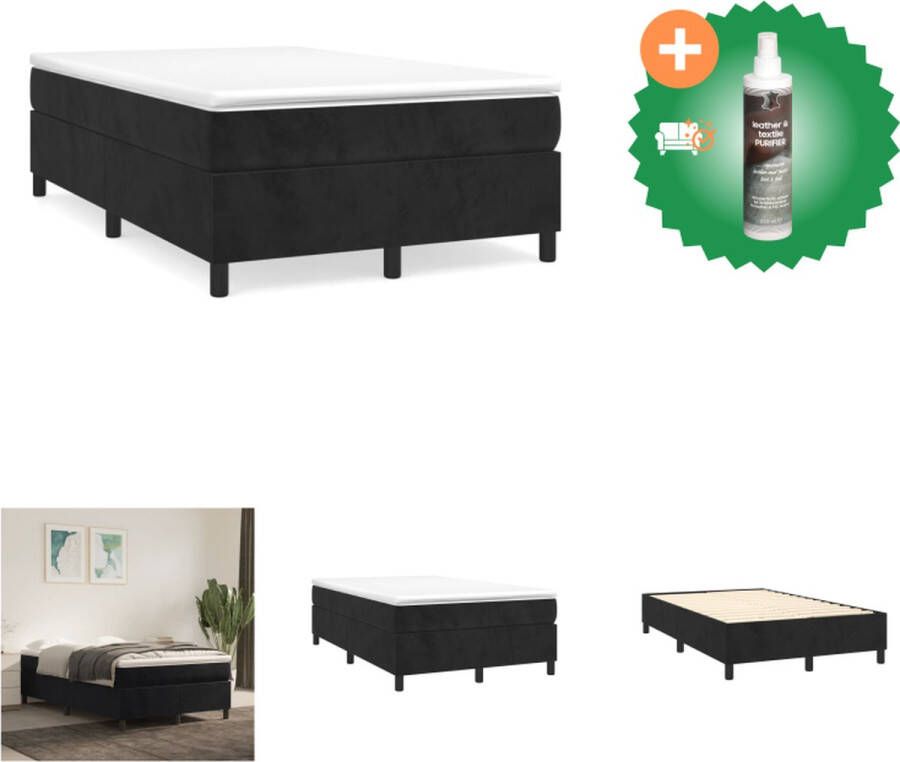 VidaXL Boxspringframe Zwart 203 x 120 x 35 cm Fluwelen stof Stevige poten Multiplex lattenbodem Bed Inclusief Reiniger