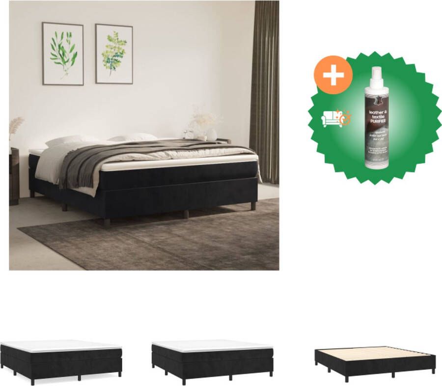 VidaXL Boxspringframe Zwart 203 x 180 x 35 cm Fluwelen stof Ondersteunende poten Multiplex lattenbodem Bed Inclusief Reiniger