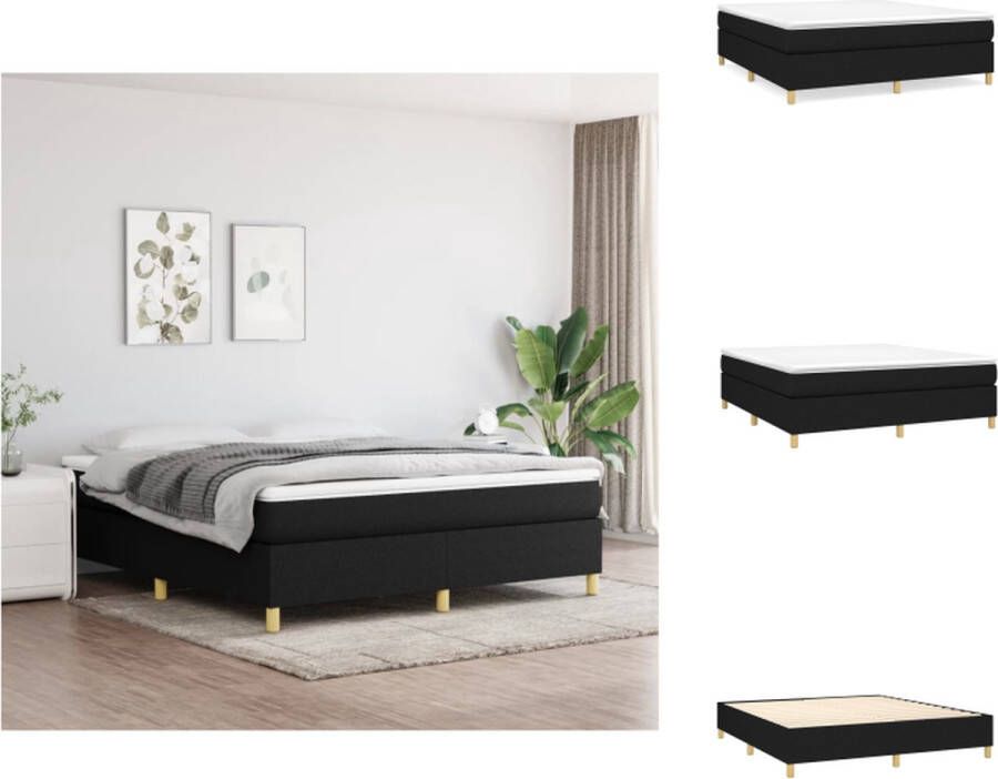 VidaXL Boxspringframe Zwart 203x180x25 cm Duurzaam materiaal Ondersteunende poten Multiplex lattenbodem Montagehandleiding inbegrepen Geschikt voor matras 180x200 cm Bed - Foto 3