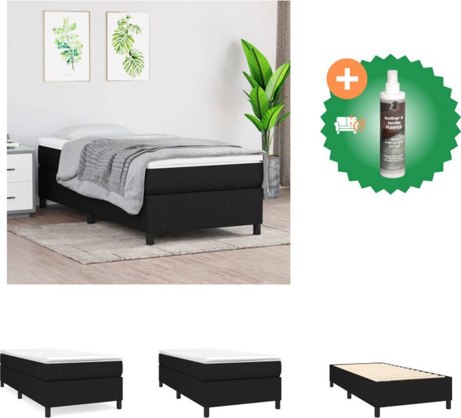 VidaXL Boxspringframe Zwart 203 x 80 x 35 cm Polyester Multiplex Geschikt voor matras van 80 x 200 cm Bed Inclusief Reiniger