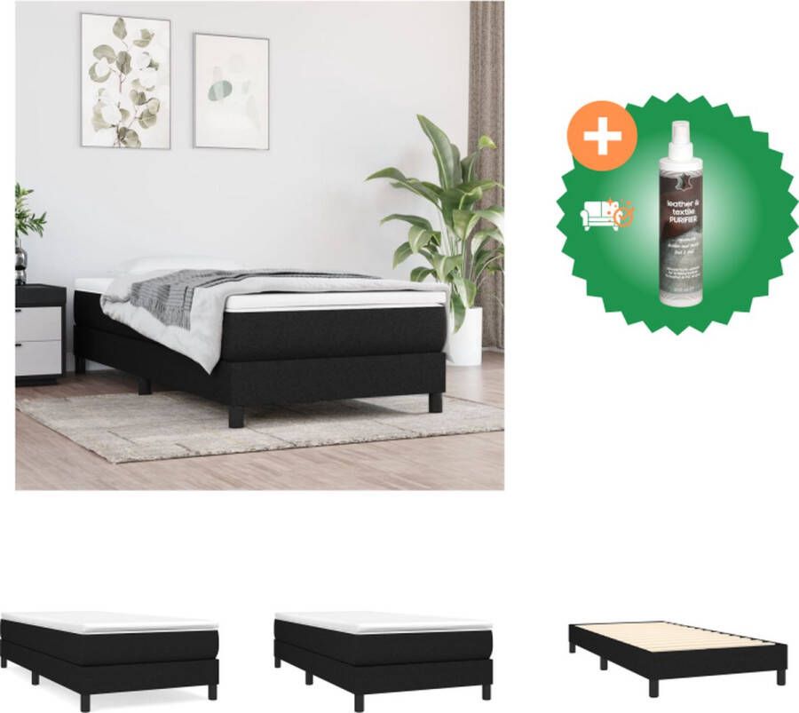 VidaXL Boxspringframe Zwart 203 x 90 x 35 cm Duurzaam materiaal Ondersteunende poten Multiplex lattenbodem Matras niet inbegrepen Bed Inclusief Reiniger - Foto 2