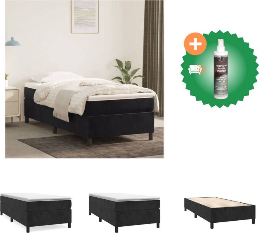 VidaXL Boxspringframe Zwart 203x100x35 cm Stof (100% polyester) Bed Inclusief Reiniger