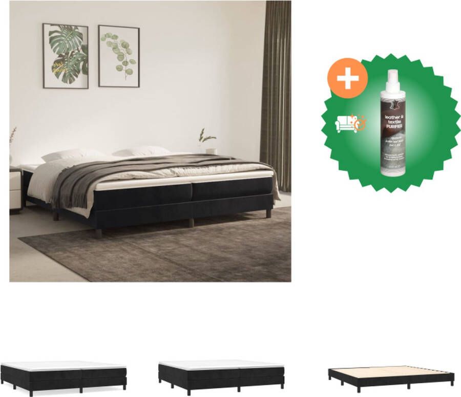 VidaXL Boxspringframe Zwart Fluwelen Stof Ondersteunende poten Multiplex lattenbodem 203x200x25cm Geschikt voor matras 200x200cm Bed Inclusief Reiniger