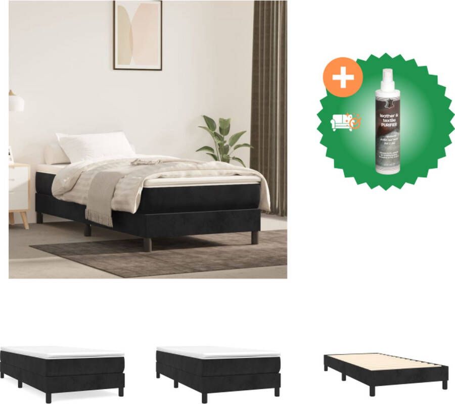 VidaXL Boxspringframe Zwart Stof (100% polyester) 203 x 80 x 25 cm Geschikte matras- 80 x 200 cm Ondersteunende poten Multiplex lattenbodem Montagehandleiding inbegrepen Bed Inclusief Reiniger