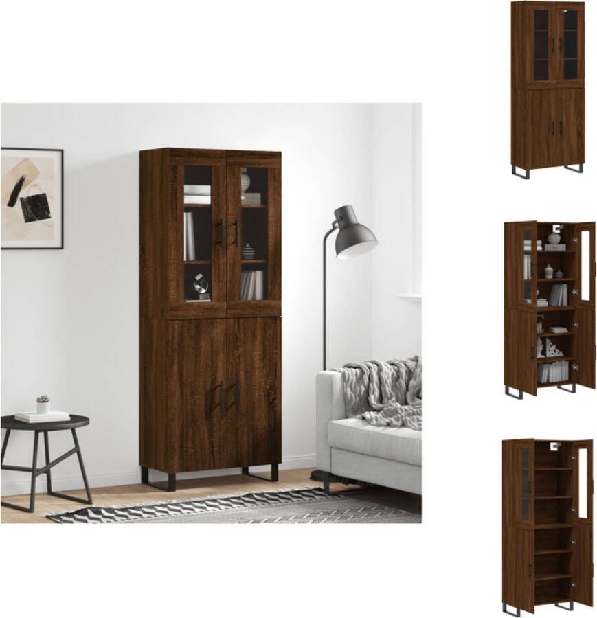 VidaXL Hoge Kast Hoge Kasten Hoge Kast Met Lade Kast -Hoge-kast-69-5x34x180-cm-bewerkt-hout-bruin-eikenkleur - Foto 2
