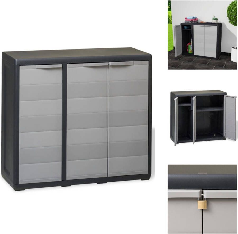 VidaXL Tuinkast Tuinkasten Tuin Kast Tuin Kast Tuinkast met 2 schappen zwart en grijs