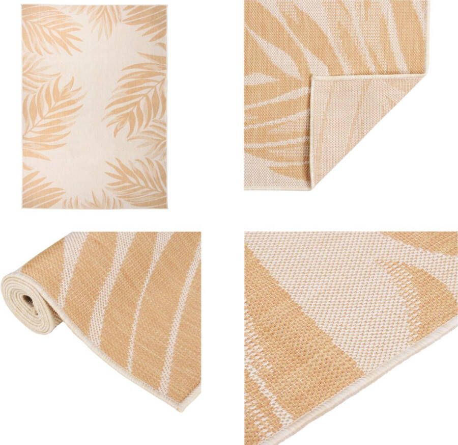 VidaXL Buitenkleed met bladpatroon platgeweven 120x170 cm Buitenkleed Buitenkleden Tuinkleed Platgeweven Buitenkleed