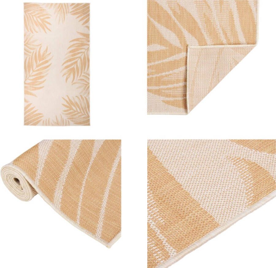 VidaXL Buitenkleed met bladpatroon platgeweven 80x150 cm Buitenkleed Buitenkleden Tuinkleed Platgeweven Buitenkleed