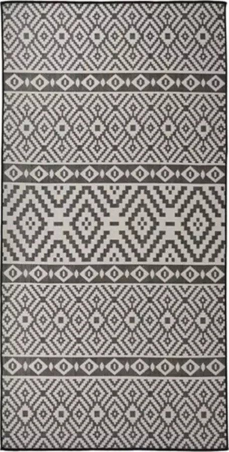 VidaXL Buitenkleed met patroon platgeweven 100x200 cm zwart