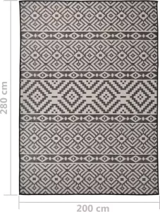 VidaXL Buitenkleed met patroon platgeweven 200x280 cm zwart