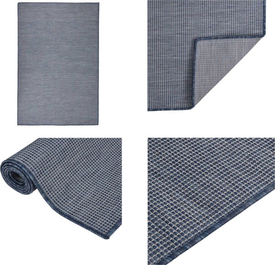 VidaXL Buitenkleed platgeweven 120x170 cm blauw Buitenkleed Buitenkleden Tuinkleed Platgeweven Buitenkleed