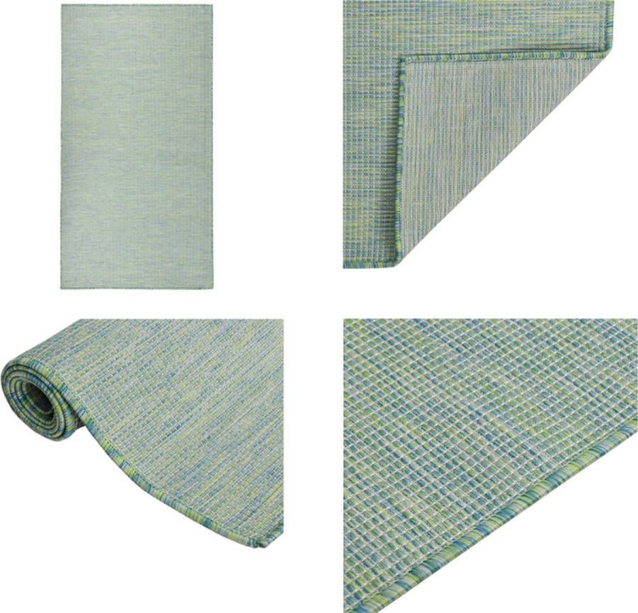 VidaXL Buitenkleed platgeweven 140x200 cm turquoise Buitenkleed Buitenkleden Tuinkleed Platgeweven Buitenkleed