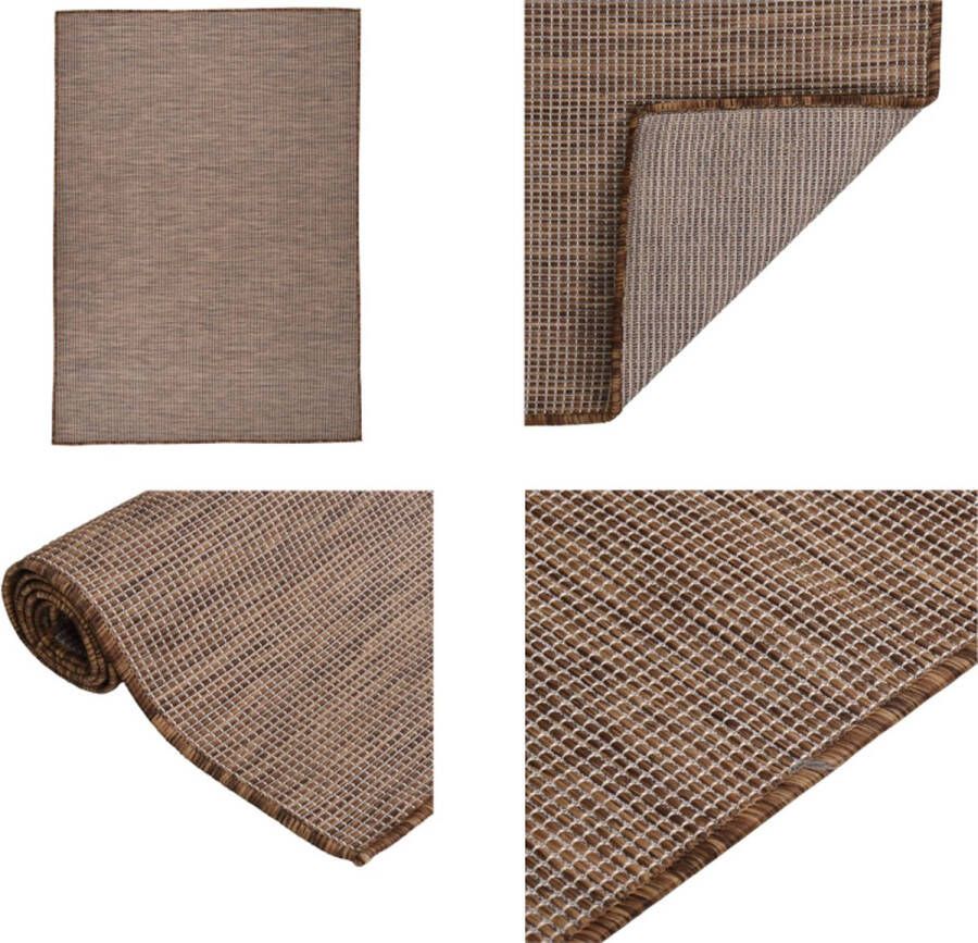 VidaXL Buitenkleed platgeweven 160x230 cm bruin Buitenkleed Buitenkleden Tuinkleed Platgeweven Buitenkleed
