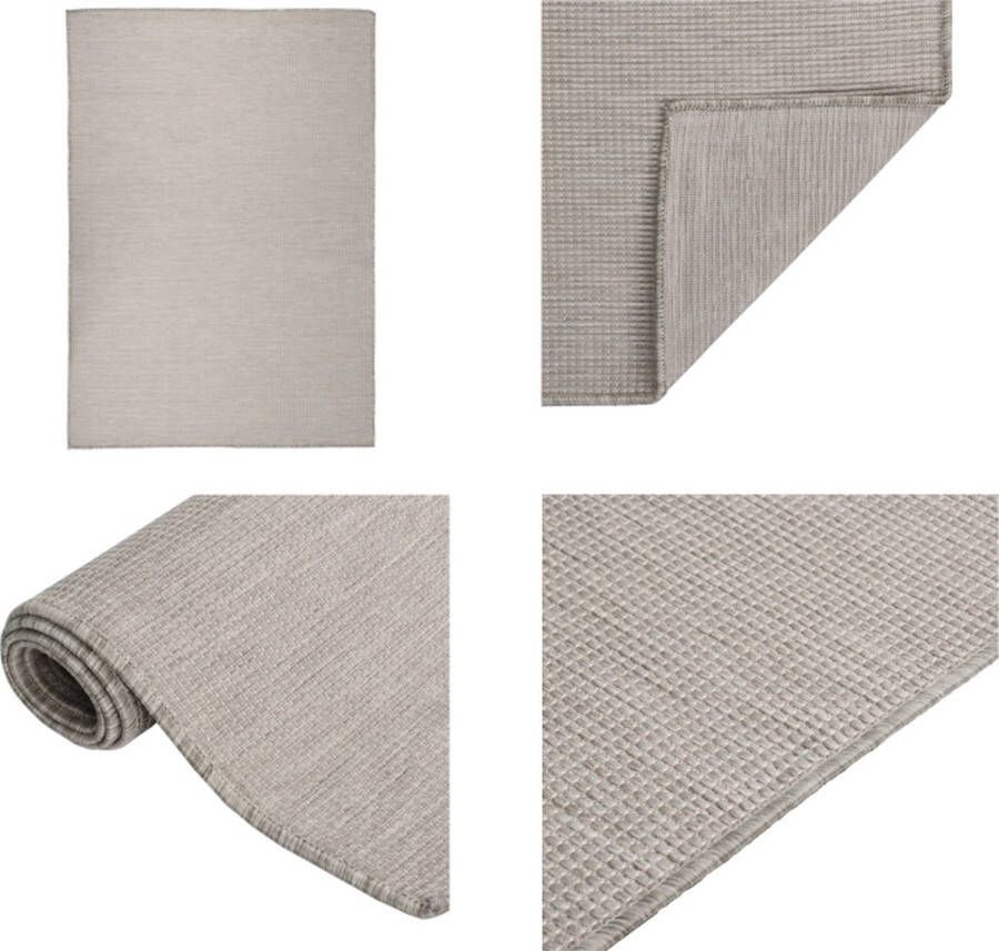 VidaXL Buitenkleed platgeweven 160x230 cm taupe Buitenkleed Buitenkleden Tuinkleed Platgeweven Buitenkleed