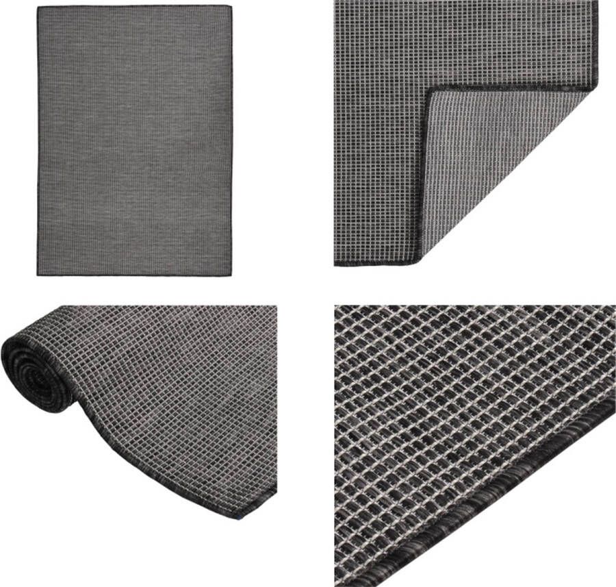 VidaXL Buitenkleed platgeweven 200x280 cm grijs Buitenkleed Buitenkleden Tuinkleed Platgeweven Buitenkleed