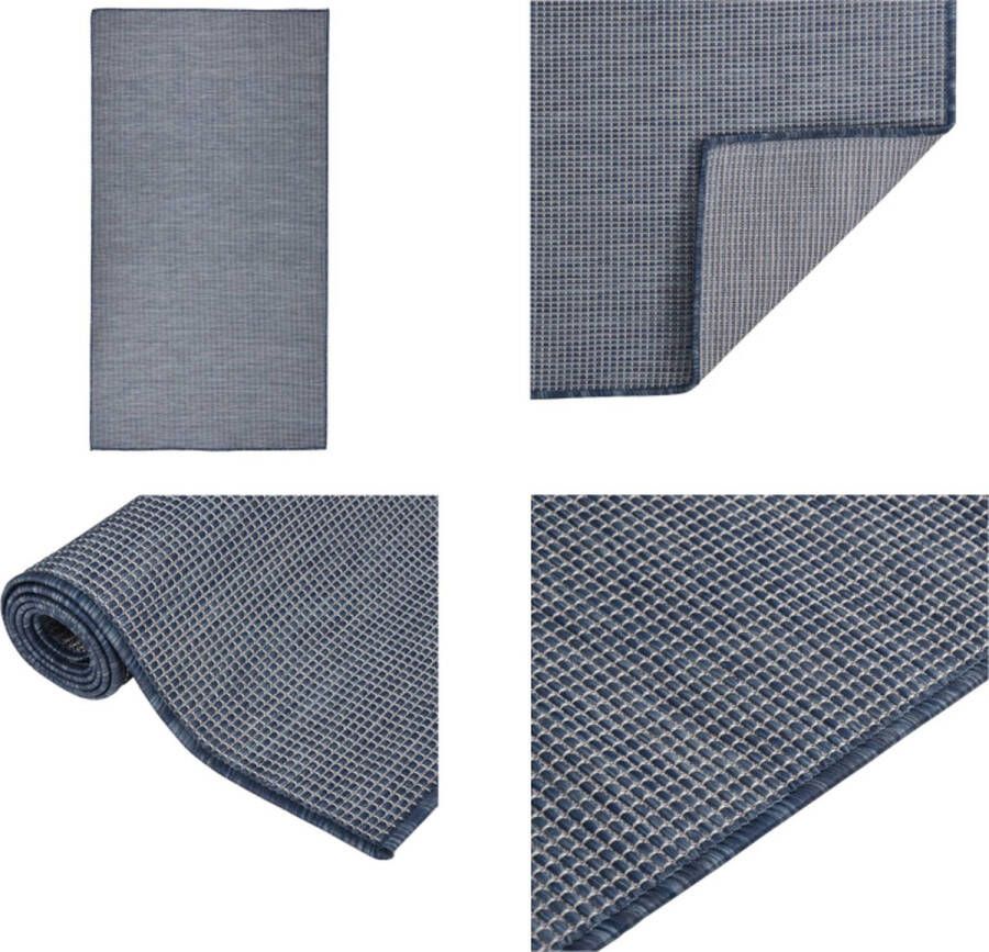 VidaXL Buitenkleed platgeweven 80x150 cm blauw Buitenkleed Buitenkleden Tuinkleed Platgeweven Buitenkleed
