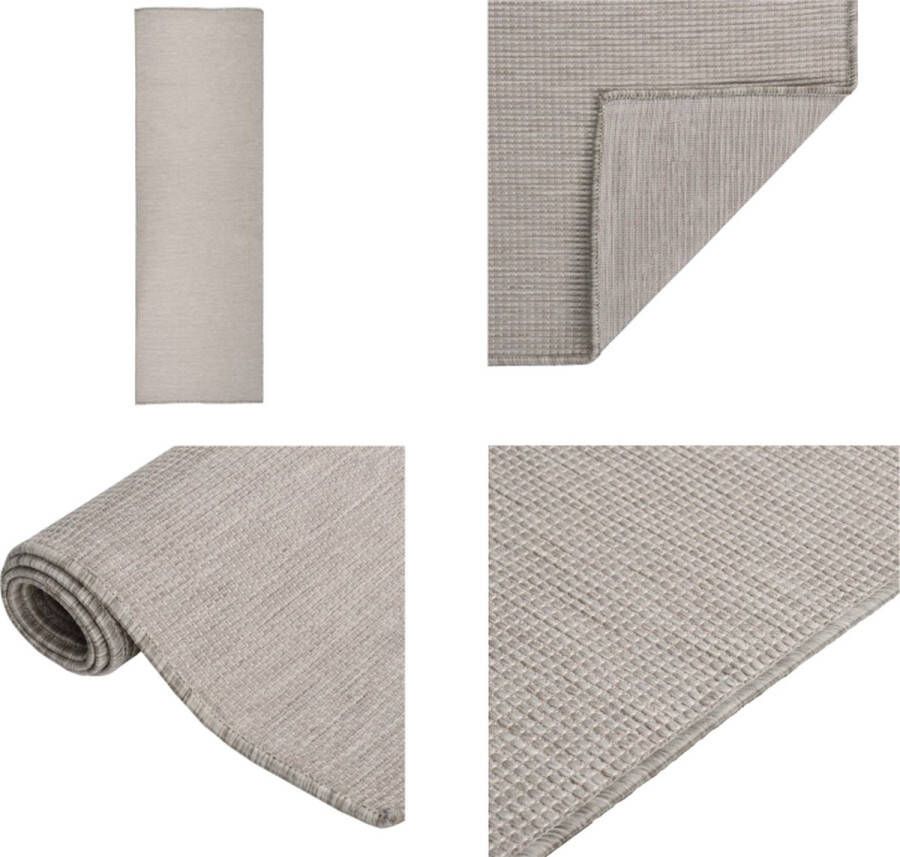 VidaXL Buitenkleed platgeweven 80x250 cm taupe Buitenkleed Buitenkleden Tuinkleed Platgeweven Buitenkleed
