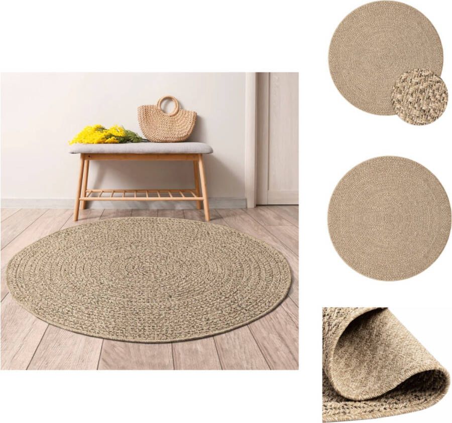 vidaXL Buitentapijt Jute-look UV-bestendig Ø120cm Vloerkleed