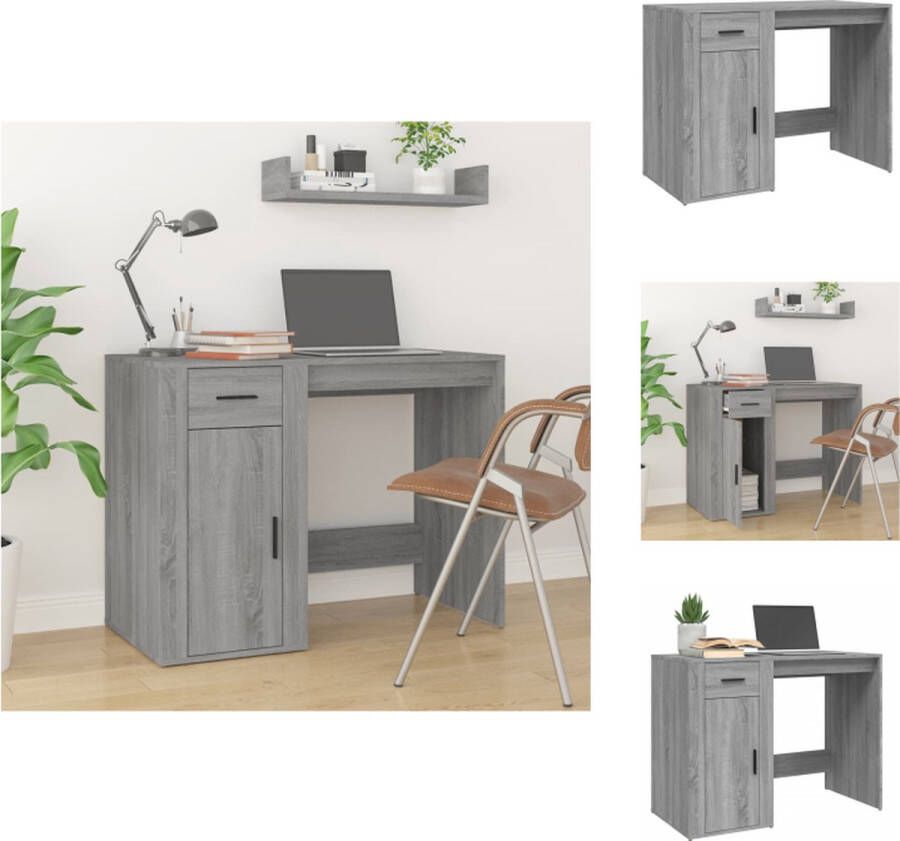 VidaXL Bureau Bureaus Tafel Tafels Bureau 100x49x75 cm bewerkt hout grijs sonoma eikenkleurig