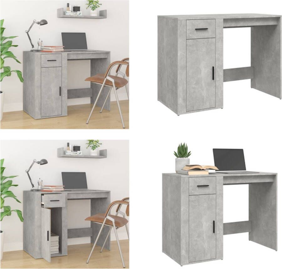 VidaXL Bureau 100x49x75 cm bewerkt hout betongrijs Bureau Bureaus Tafel Tafels