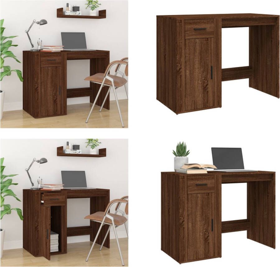 VidaXL -Bureau-100x49x75-cm-bewerkt-hout-bruin-eikenkleur Bureau Bureaus Tafel Tafels