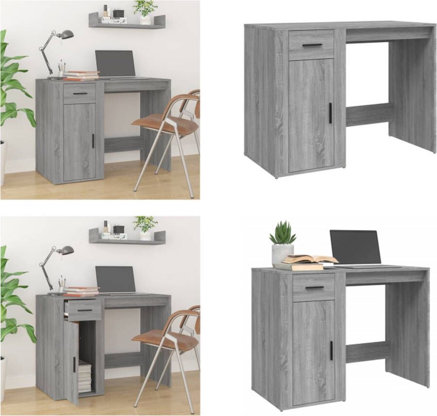 VidaXL Bureau 100x49x75 cm bewerkt hout grijs sonoma eikenkleurig Bureau Bureaus Tafel Tafels