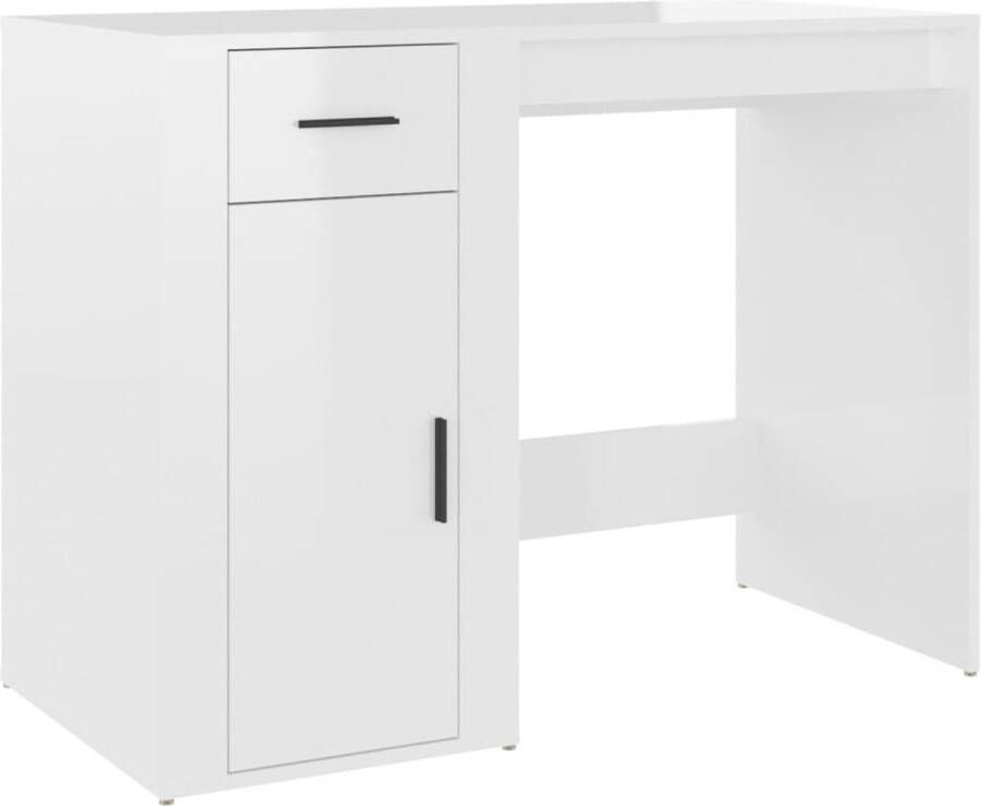 VidaXL -Bureau-100x49x75-cm-bewerkt-hout-hoogglans-wit - Foto 3