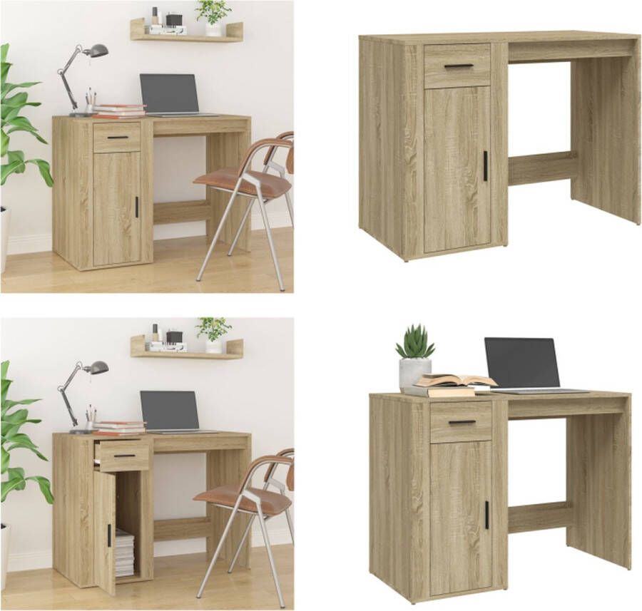 VidaXL Bureau 100x49x75 cm bewerkt hout sonoma eikenkleurig Bureau Bureaus Tafel Tafels