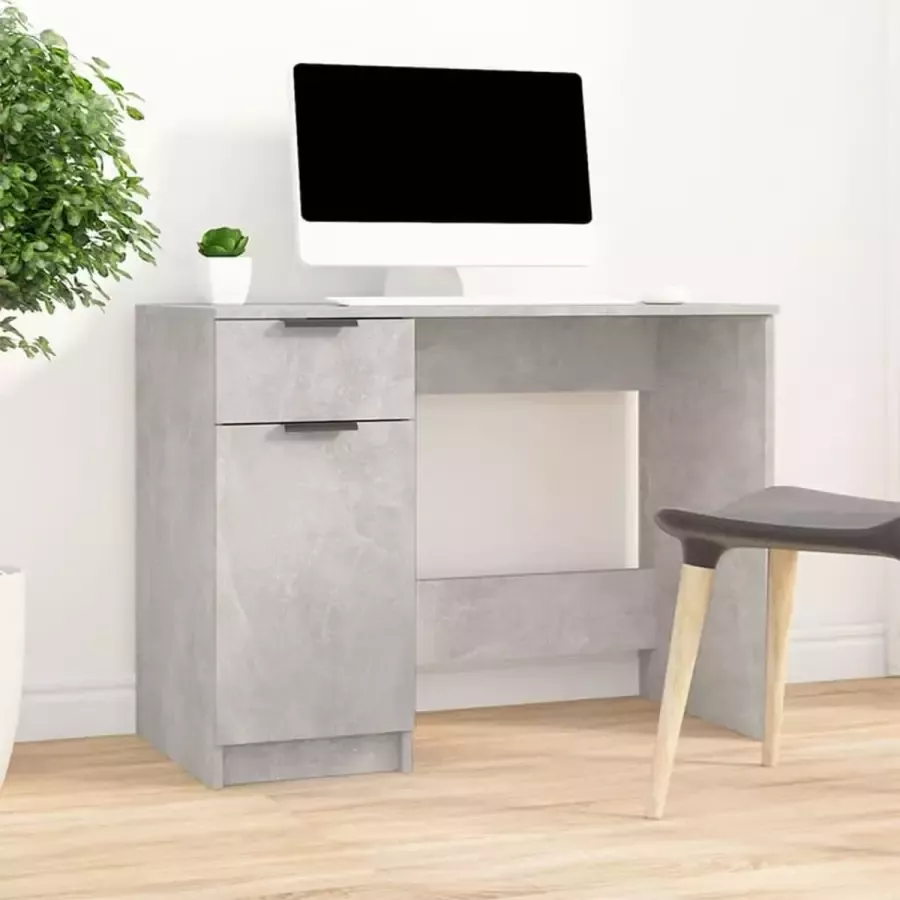 VidaXL -Bureau-100x50x75-cm-bewerkt-hout-betongrijs - Foto 1