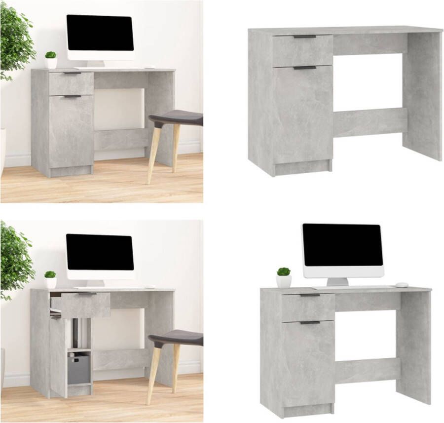 VidaXL Bureau 100x50x75 cm bewerkt hout betongrijs Bureau Bureaus Tafel Computerbureau
