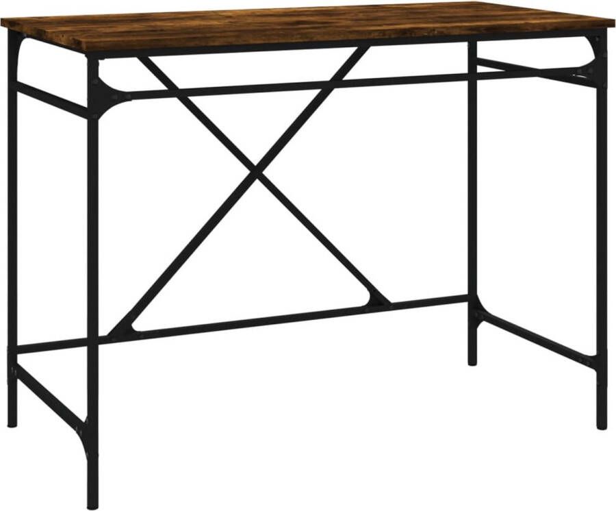 VidaXL -Bureau-100x50x75-cm-bewerkt-hout-en-ijzer-gerookt-eikenkleurig - Foto 2