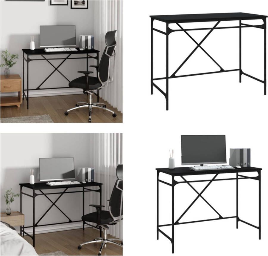 VidaXL Bureau 100x50x75 cm bewerkt hout en ijzer zwart Bureau Bureaus Computerbureau Computertafel