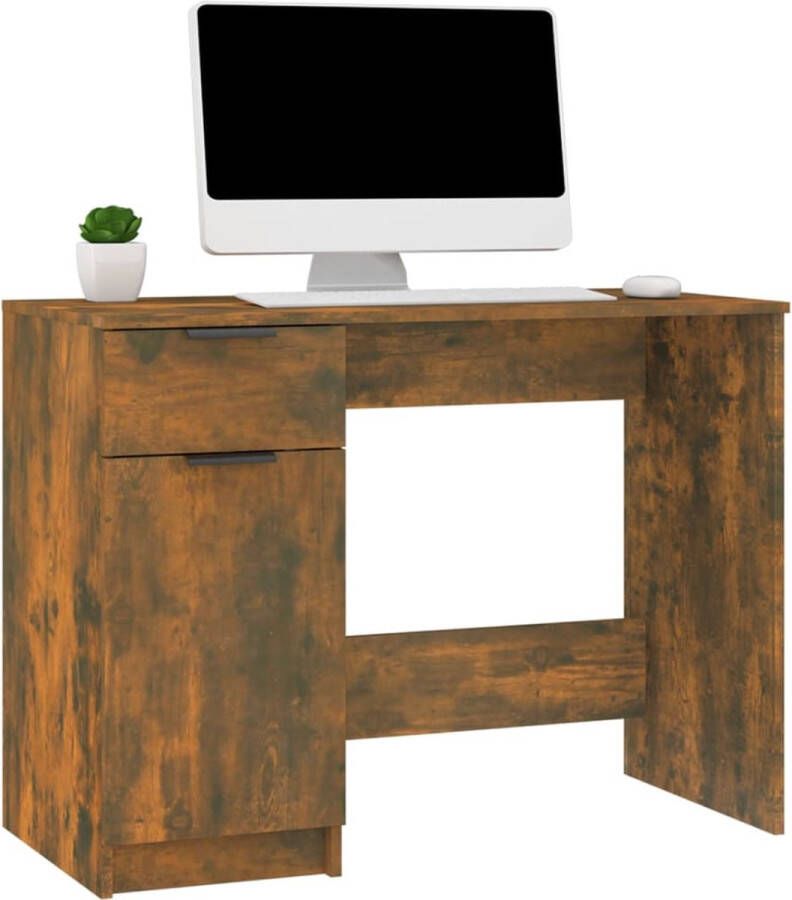 VidaXL -Bureau-100x50x75-cm-bewerkt-hout-gerookt-eikenkleurig - Foto 2