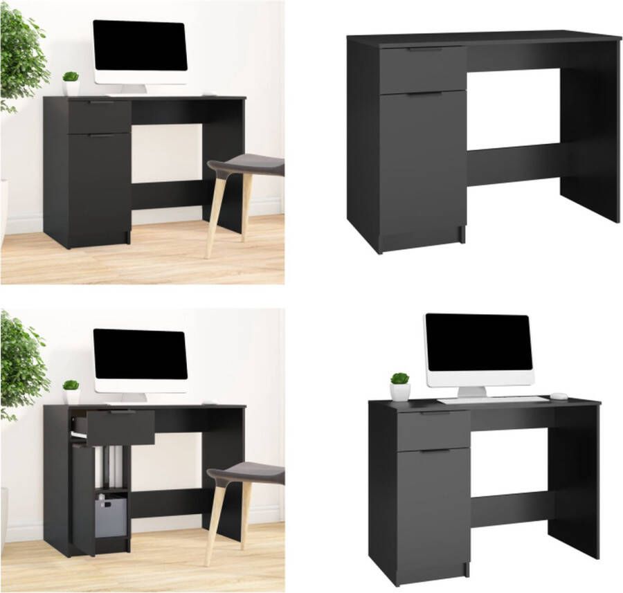 vidaXL Bureau 100x50x75 cm bewerkt hout zwart Bureau Bureaus Computer Bureau Sta Bureau