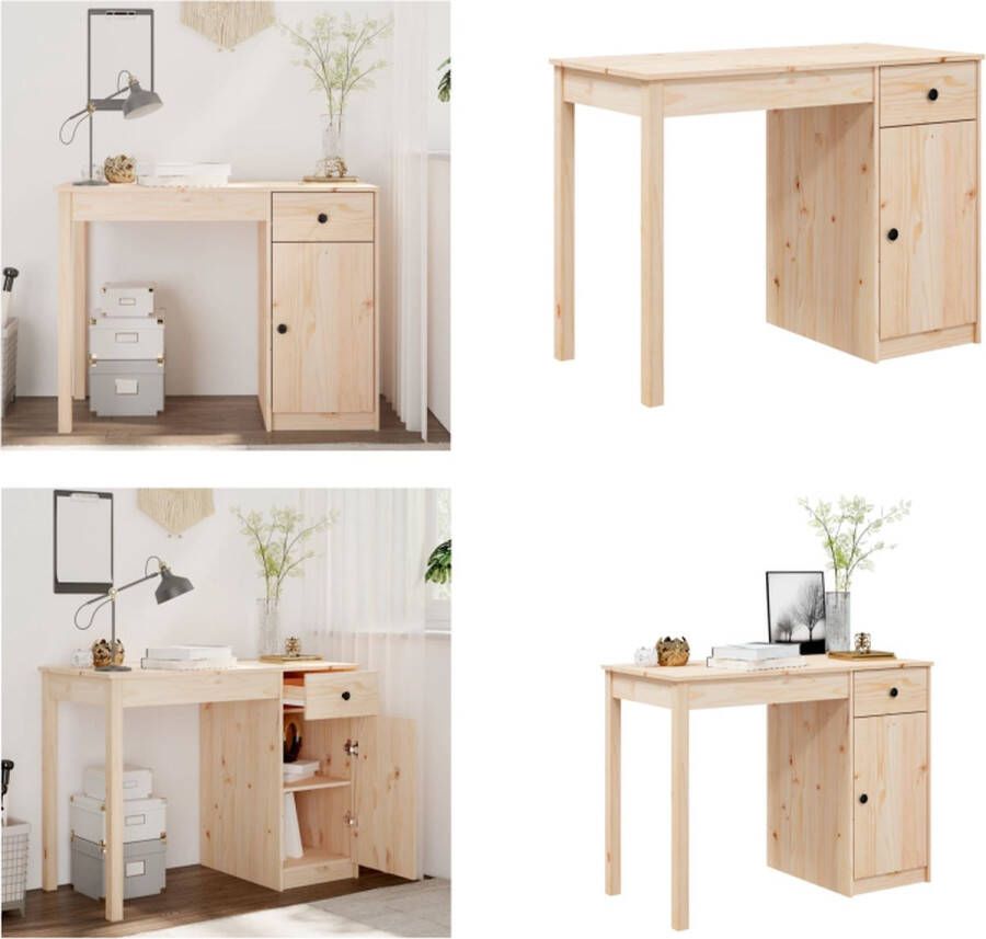 VidaXL Bureau 100x50x75 cm massief grenenhout Bureau Bureaus Houten Bureau Schrijftafel