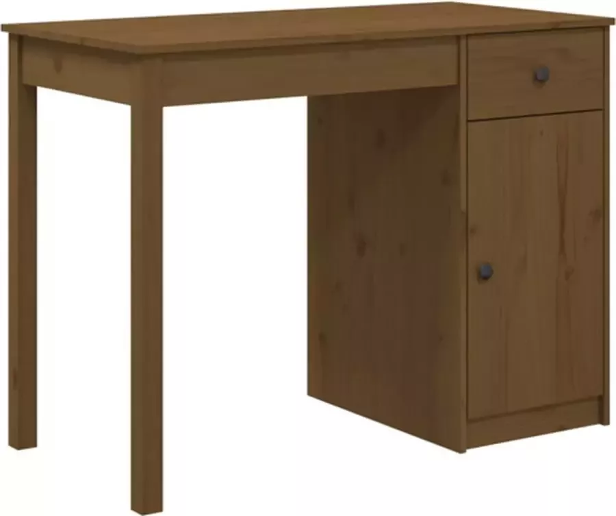 VidaXL -Bureau-100x50x75-cm-massief-grenenhout-honingbruin - Foto 4