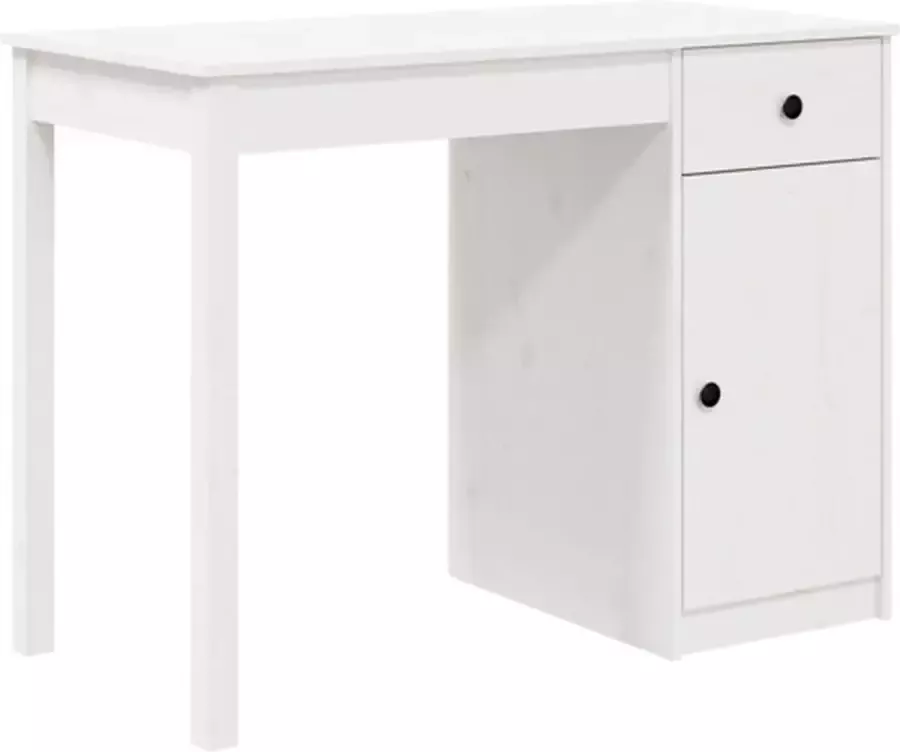 VidaXL -Bureau-100x50x75-cm-massief-grenenhout-wit - Foto 4