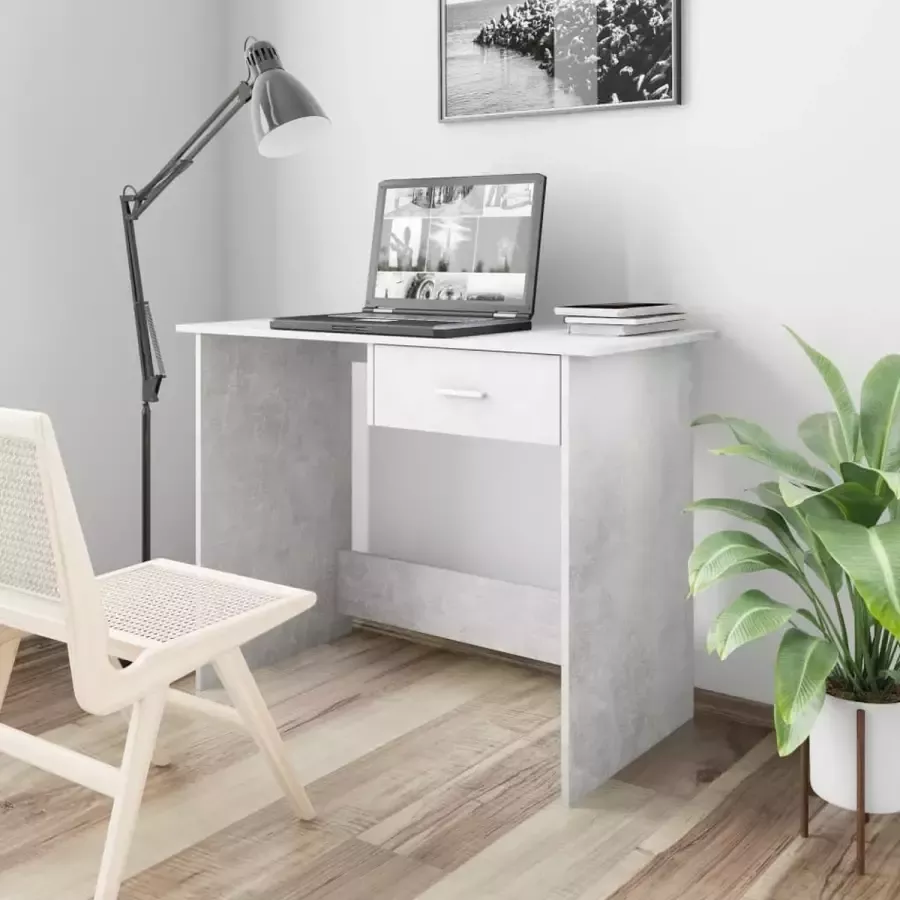 VidaXL Bureau 100x50x76 cm betongrijs spaanplaat