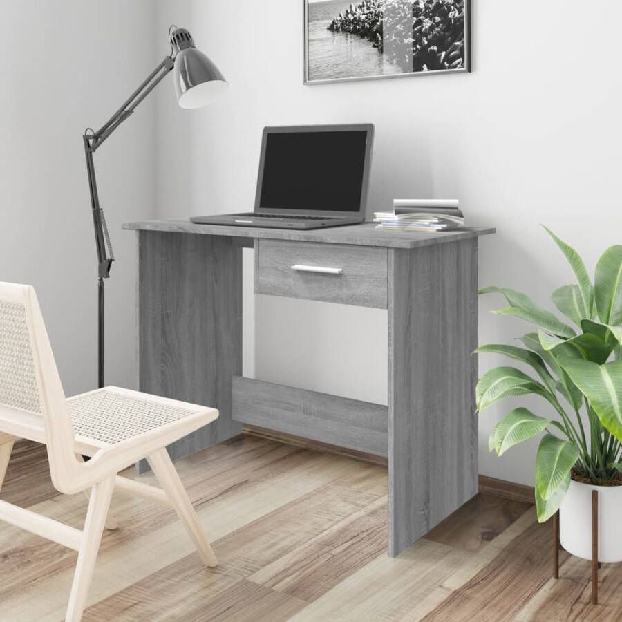 VidaXL -Bureau-100x50x76-cm-bewerkt-hout-grijs-sonoma-eikenkleurig - Foto 3