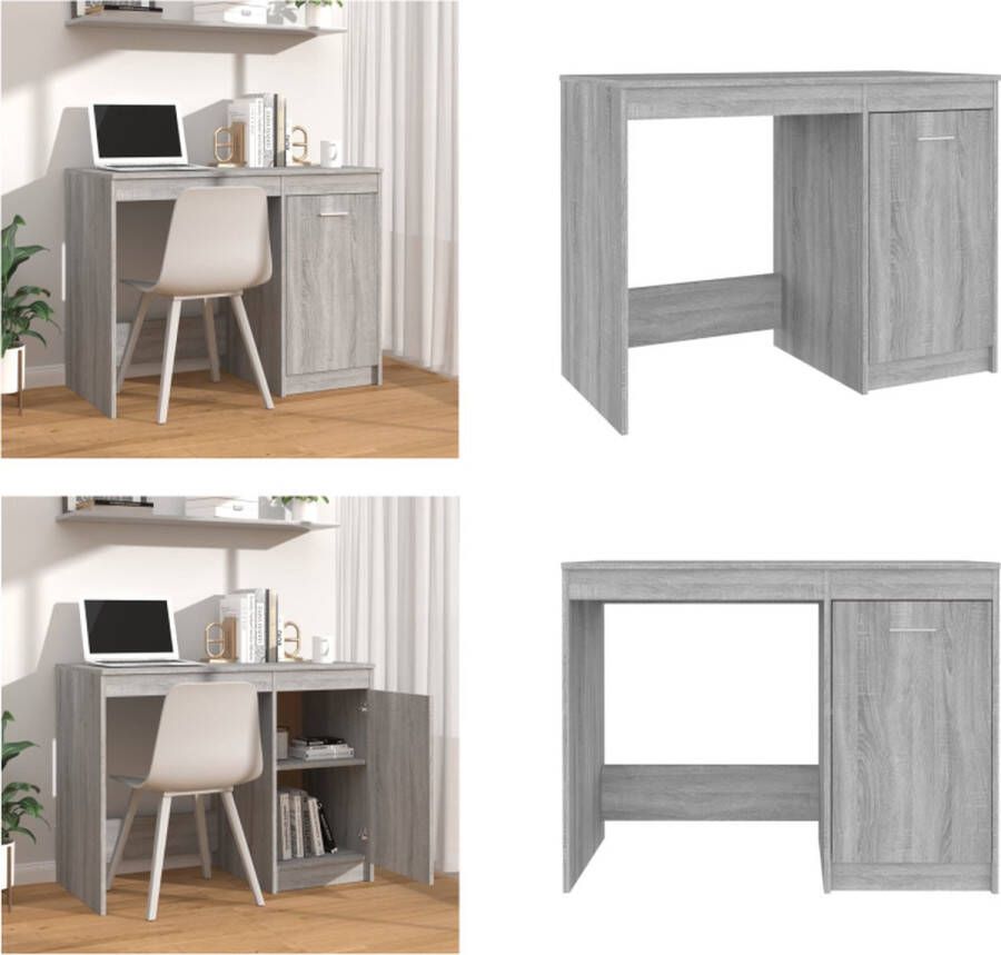 VidaXL Bureau 100x50x76 cm bewerkt hout grijs sonoma eikenkleurig Bureau Bureaus Schrijftafel Buro
