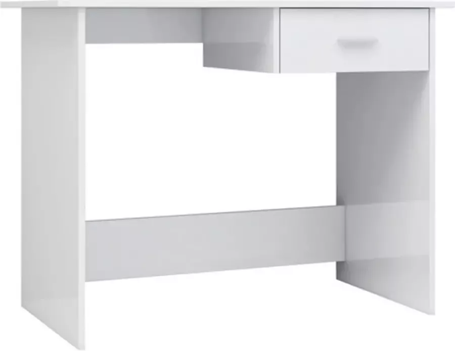 VidaXL -Bureau-100x50x76-cm-bewerkt-hout-hoogglans-wit - Foto 3